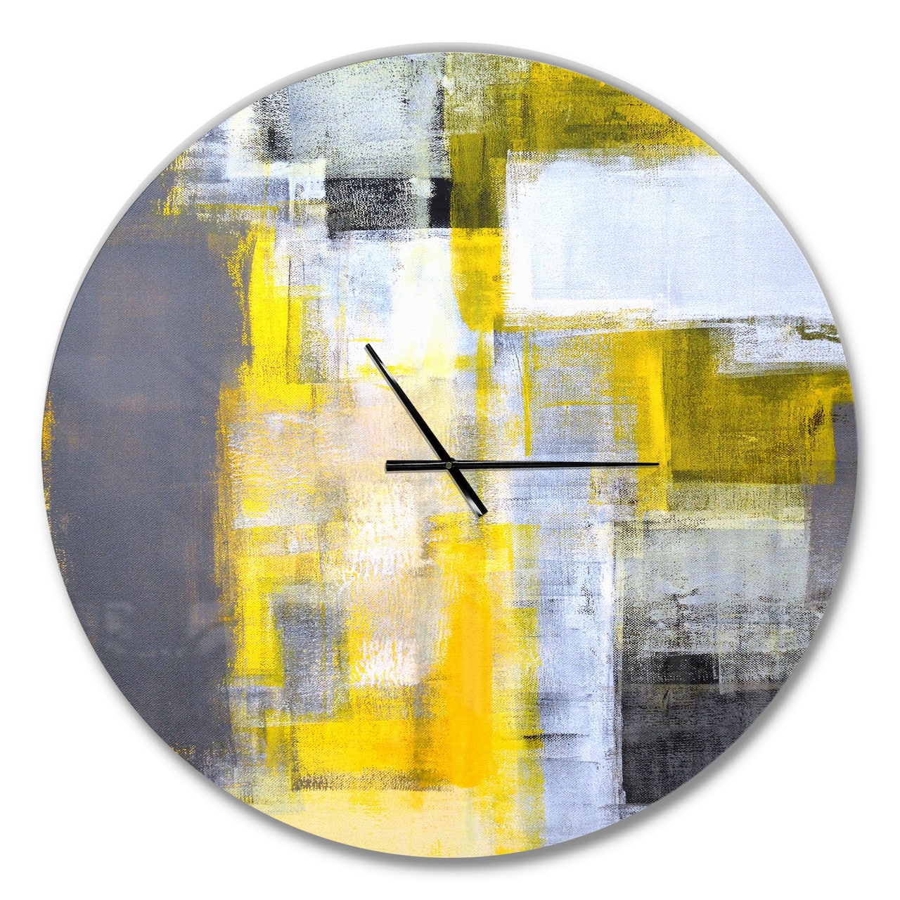 Designart Gray & Yellow Blur Abstract Modern Wall Clock